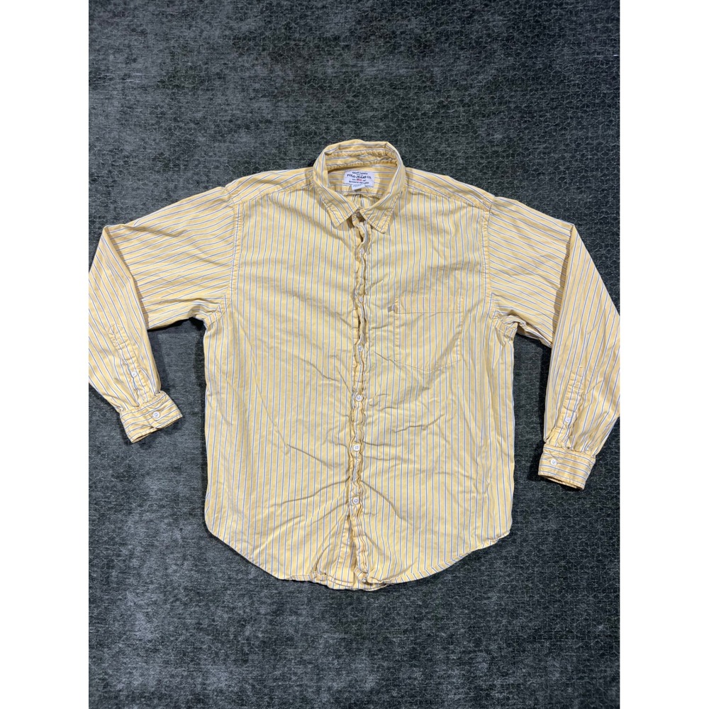 Ralph Lauren Polo Jeans Co Button Down Mens L Yellow Striped Long Sleeve Shirt
